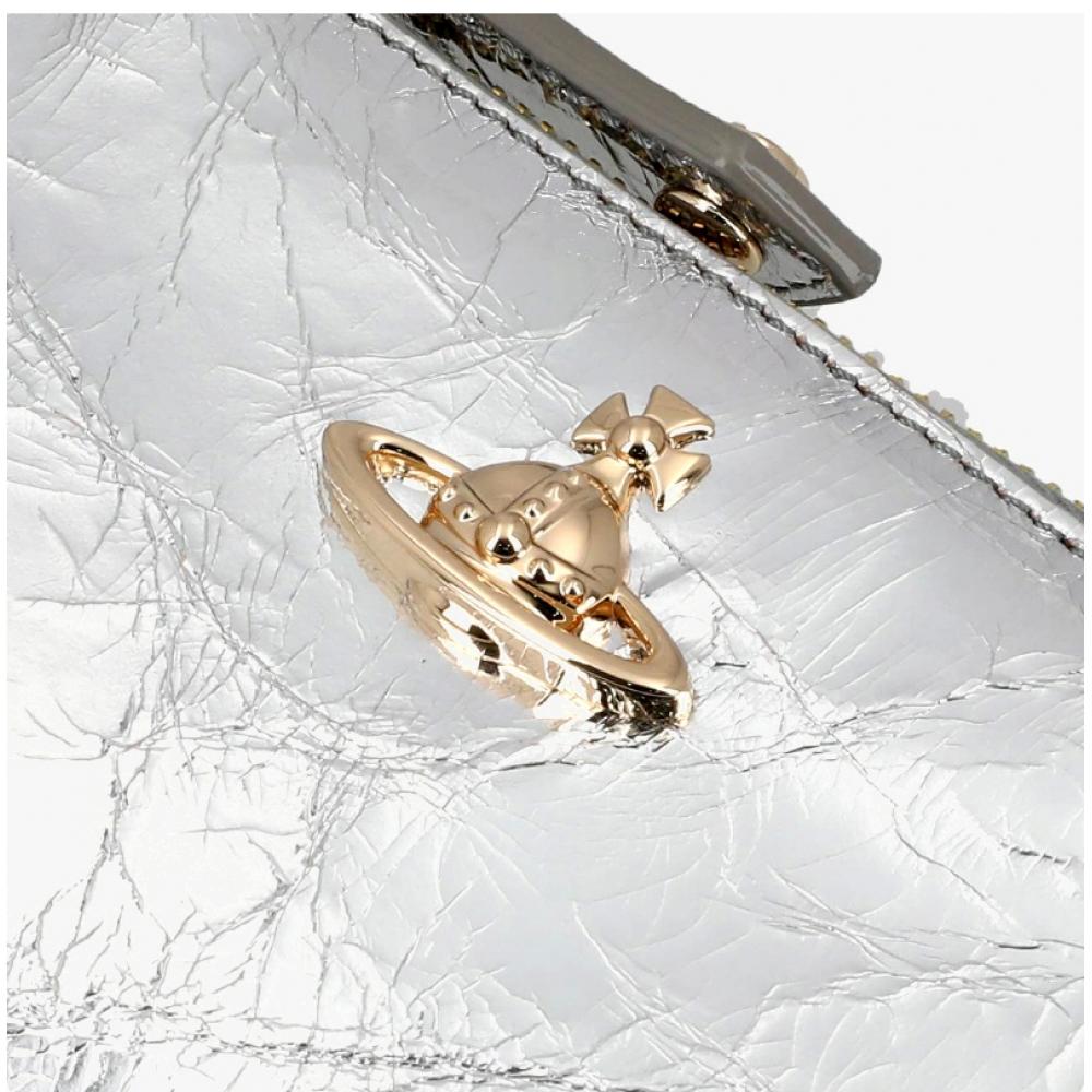 Vivienne Westwood Metallic Crinkle Slim Long Zipper Card Wallet 54020004w L00a7 Q401