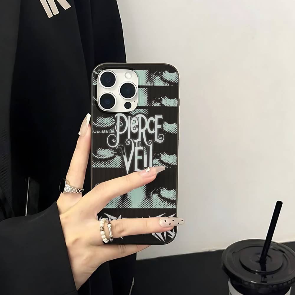 P-Pierce The Veil Band Phone Case Corrugated Pattern Phone Case For iPhone 17 Air 16  Plus Pro Max Matte Shockprooof Cover