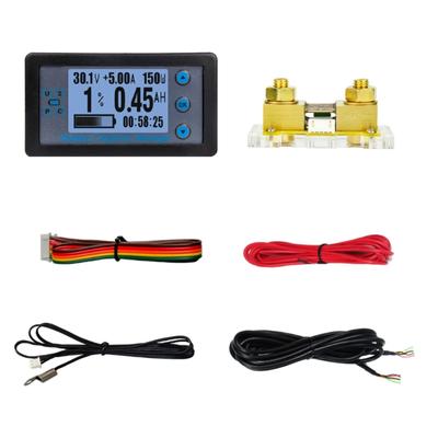 8-120V Digital Battery Capacity Tester LCD Display Car Marine Battery Power Indicator Panel Coulomb Meter with Shunt