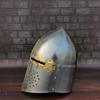 Templar Knight Helmet with Mason's Brass Cross, Medieval Crusader Helmet, Medieval Armour Silver Finish Cosplay Helmet
