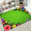 Spring Rug Fresh Grass Green Background Large Rug, Small Flowers Scattered Bloom Printed Carpet, Easy-To-Clean Room Mat,door Mat