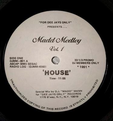 12inch Record D.J. "MADD" MANN - Madd Medley Vol. 1 DJMM4560 Dee Jays Only R 1991 US Dance & Electronica Used