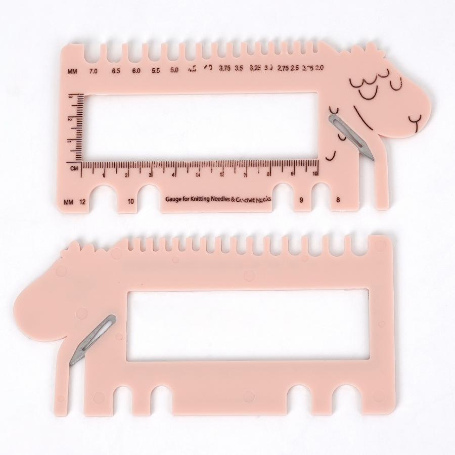 Portable ABS Plastic Horn Knitting Ruler, Special Knit Crochet Measure Gauge for Wool Yarn Clothing Hand Knitting Accessories