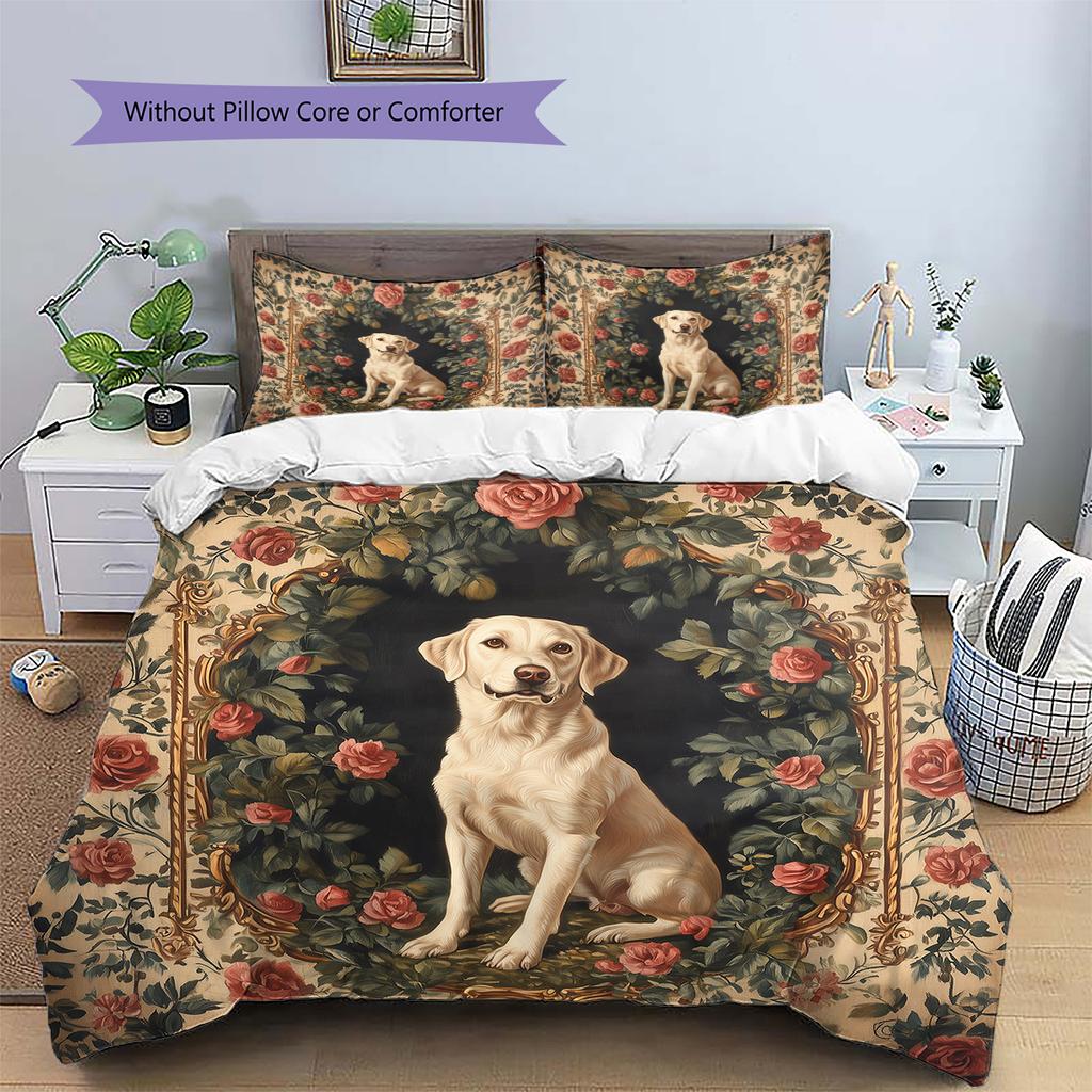 Vintage Animals Pattern Bedding Quilt Set Home Decoration Gift (1 * Duvet Cover + 2 * Pillowcase Without Core)
