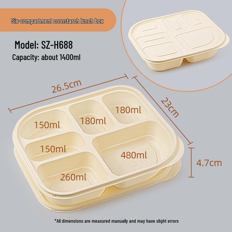 Biodegradable 6-Compartment Takeaway Containers