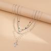 European and American Cross Necklace Men's High Sense Hip-hop Fashion Sun Pendant Crystal Collarbone Chain Jewelry