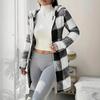 New Cross-border Autumn Winter Long Sleeve Cardigan, European American Plaid Hooded Fleece Top Coat