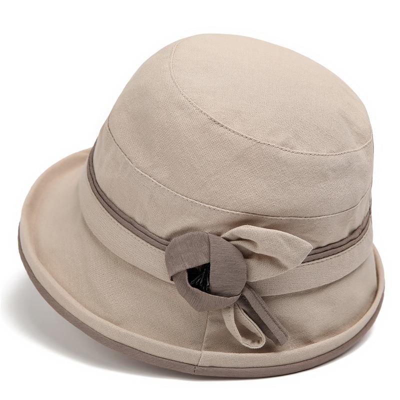 Spring and summer ladies season ramie bucket hat flower crimped basin hat foldable sun visor