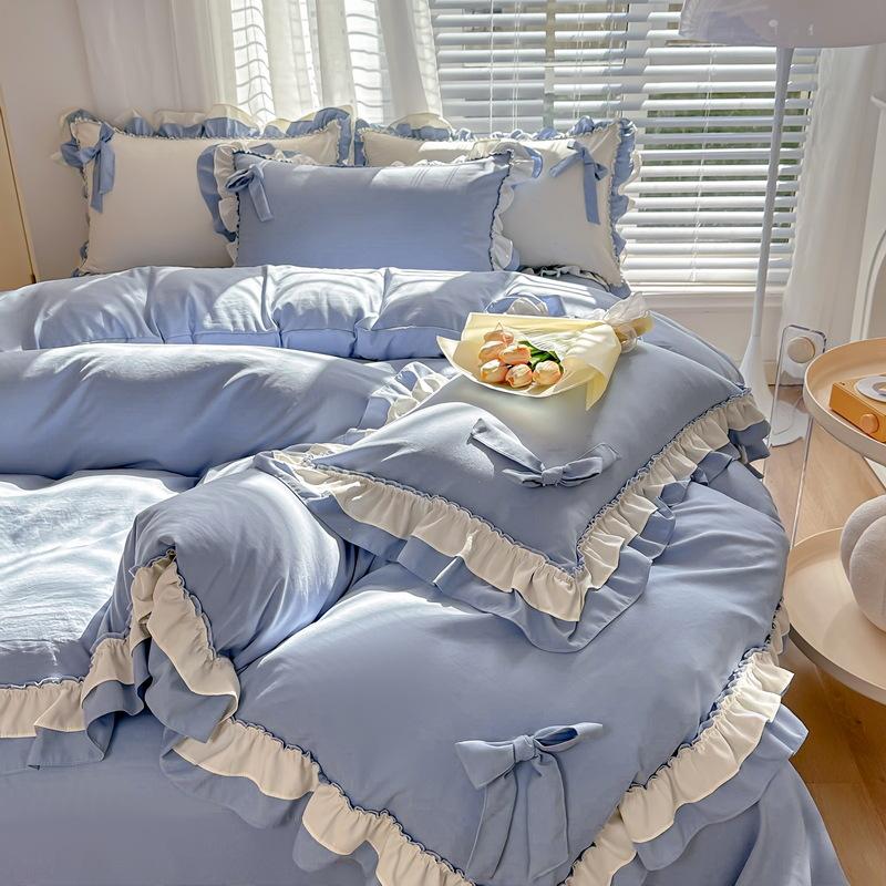 Lace Bedding Four-piece Girl Heart Skin-friendly Comfortable Washed Sheets Quilt Cover Pillowcase