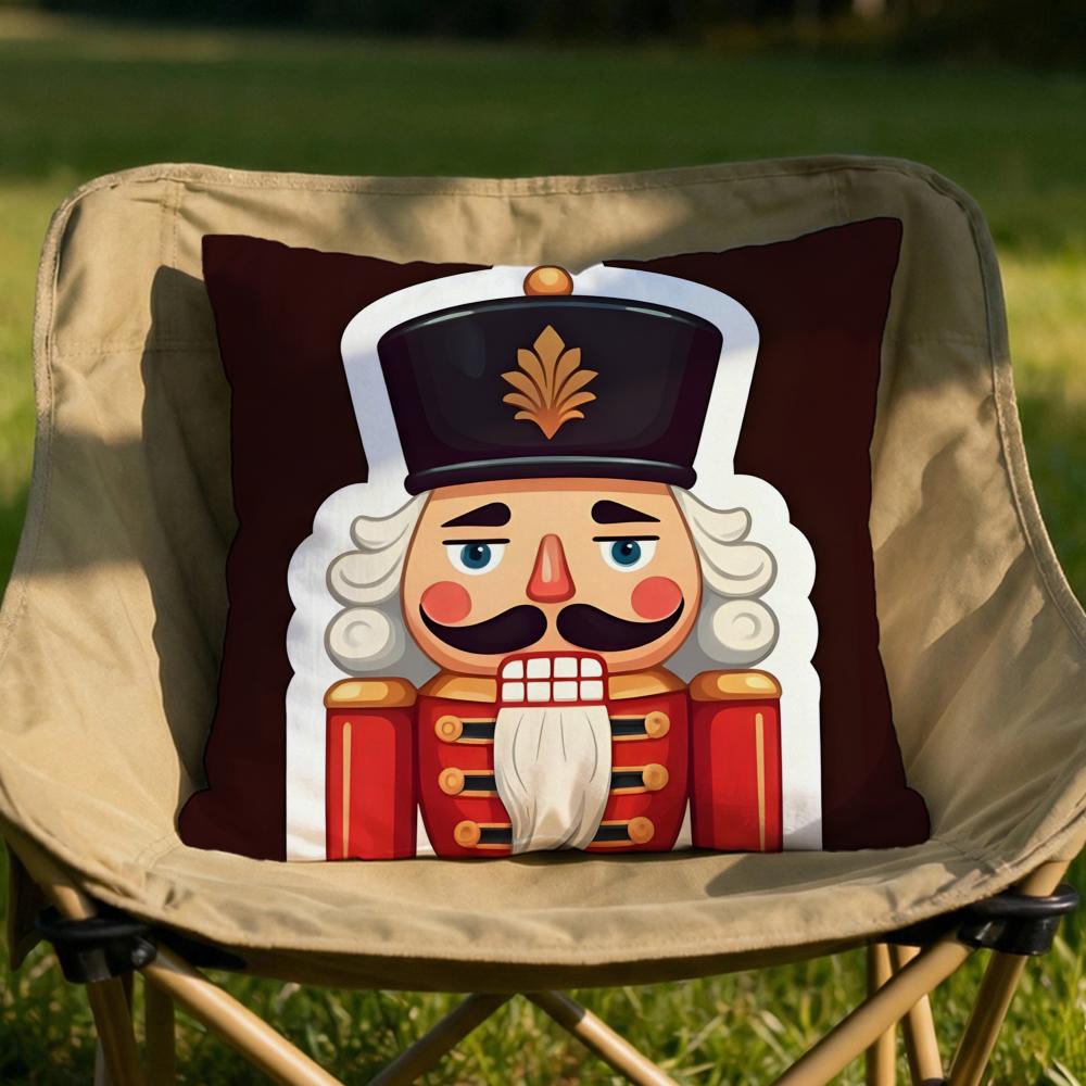 Figure NNutcracker Doll Cushion Cover Soft Reversible  Durable Pillow Cover  MultiScene Use for Home  Car Daily Comfort