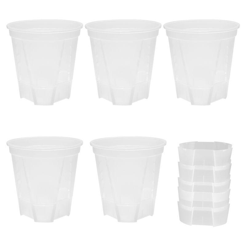 

Fresh 6 Inch Transparent Plastic Nursery Plant Pots Self Watering Planters 5 Pack With Deep Reservior прозорий