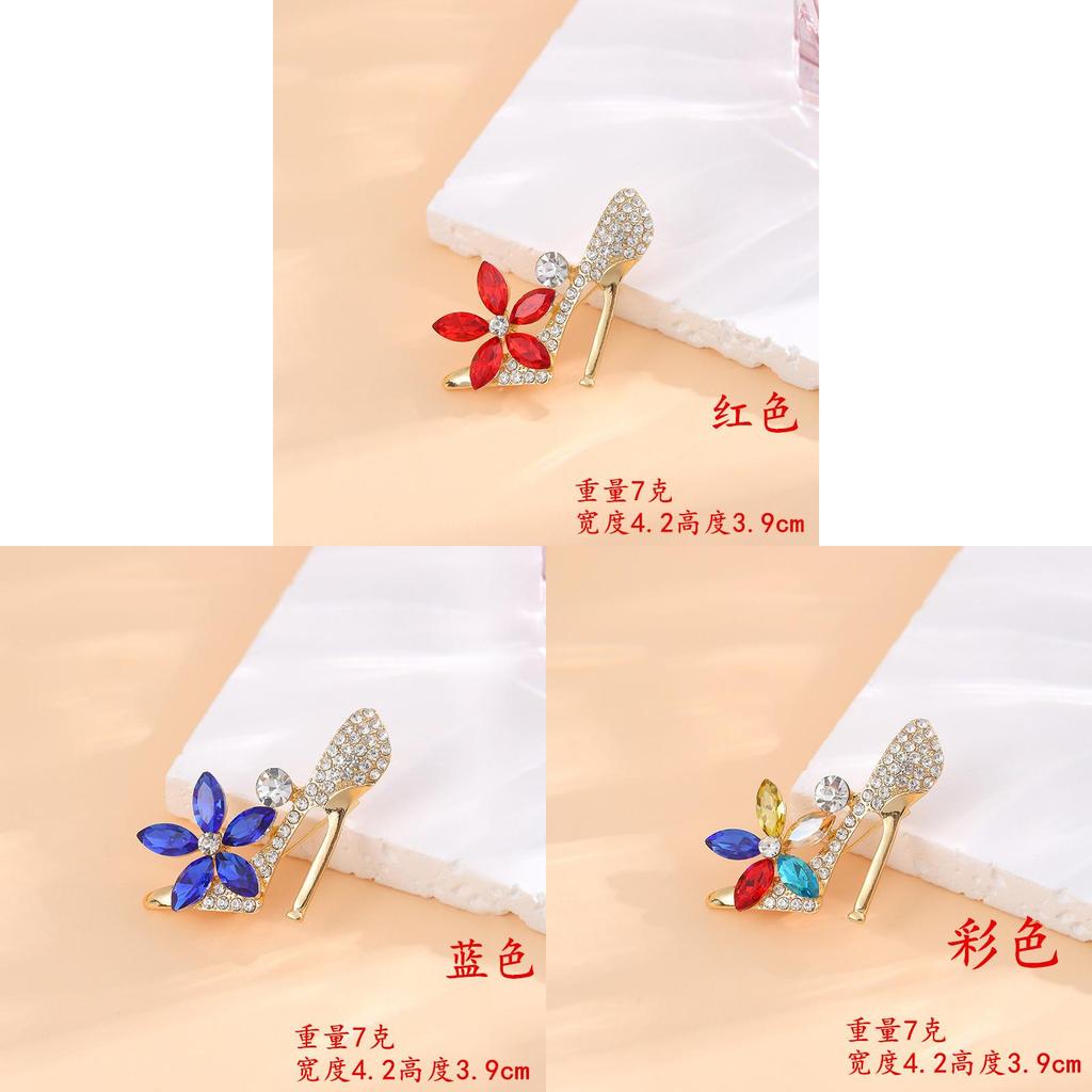 Fashion Crystal High Heel Brooch With Rhinestones And Alloy Material For Elegant Women Clothing Accessory