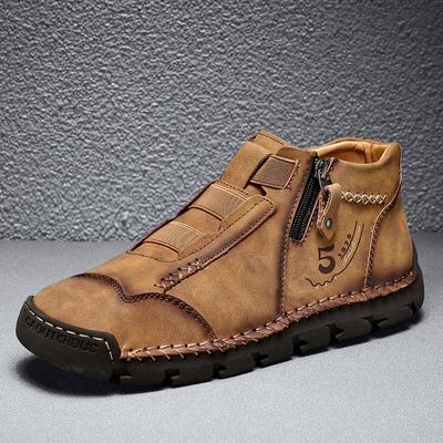 New Men's Casual Shoes Korean Style Trendy Foot Leather Shoes Men's Breathable High-top Outdoor Travel Men's Shoes Single Shoes