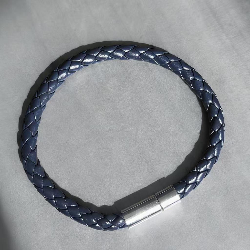 Best-Selling Geometric Leather Bracelet with Alloy Magnetic Clasp for Men