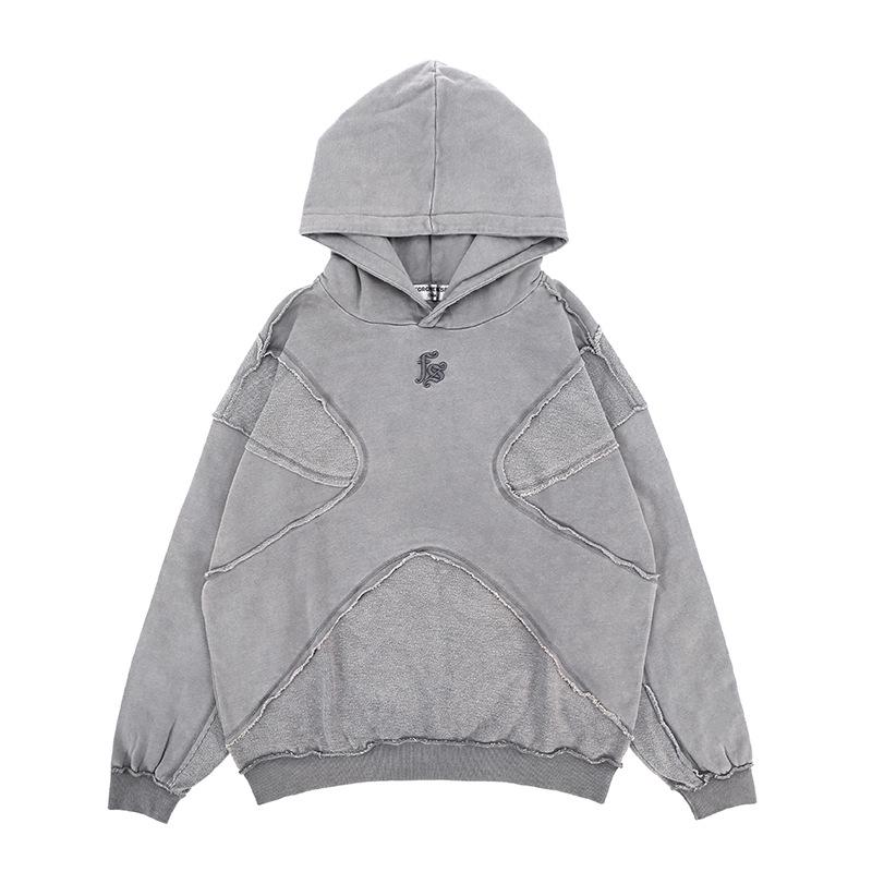 Lan Hai Men's Hooded Sweatshirt | 2025 Autumn/Winter Collection | Trendy Reverse Stitch Design | Solid Color | High Street Style