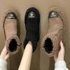 Thickened Cotton Snow Boots Women's Fluffy Shoes 2025 Winter New College Style Martin Boots Piled Cotton Shoes Versatile Short Boots