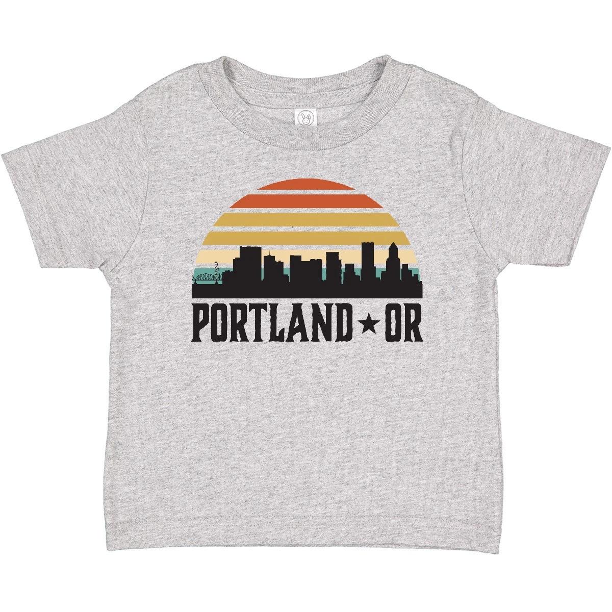 Inktastic Portland Oregon Skyline Retro Sunset Baby T-Shirt Cities Sun Clothing 150
