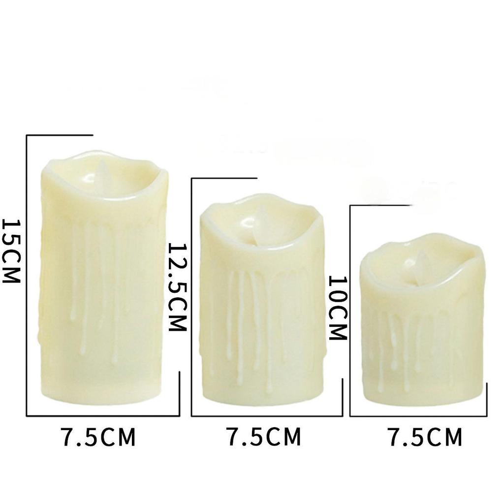 Electronic Candle Lights Simulation Of Plastic Candles Wedding PartyBirthdayDecorations Family OrnamentsDecorations 3-piece Set