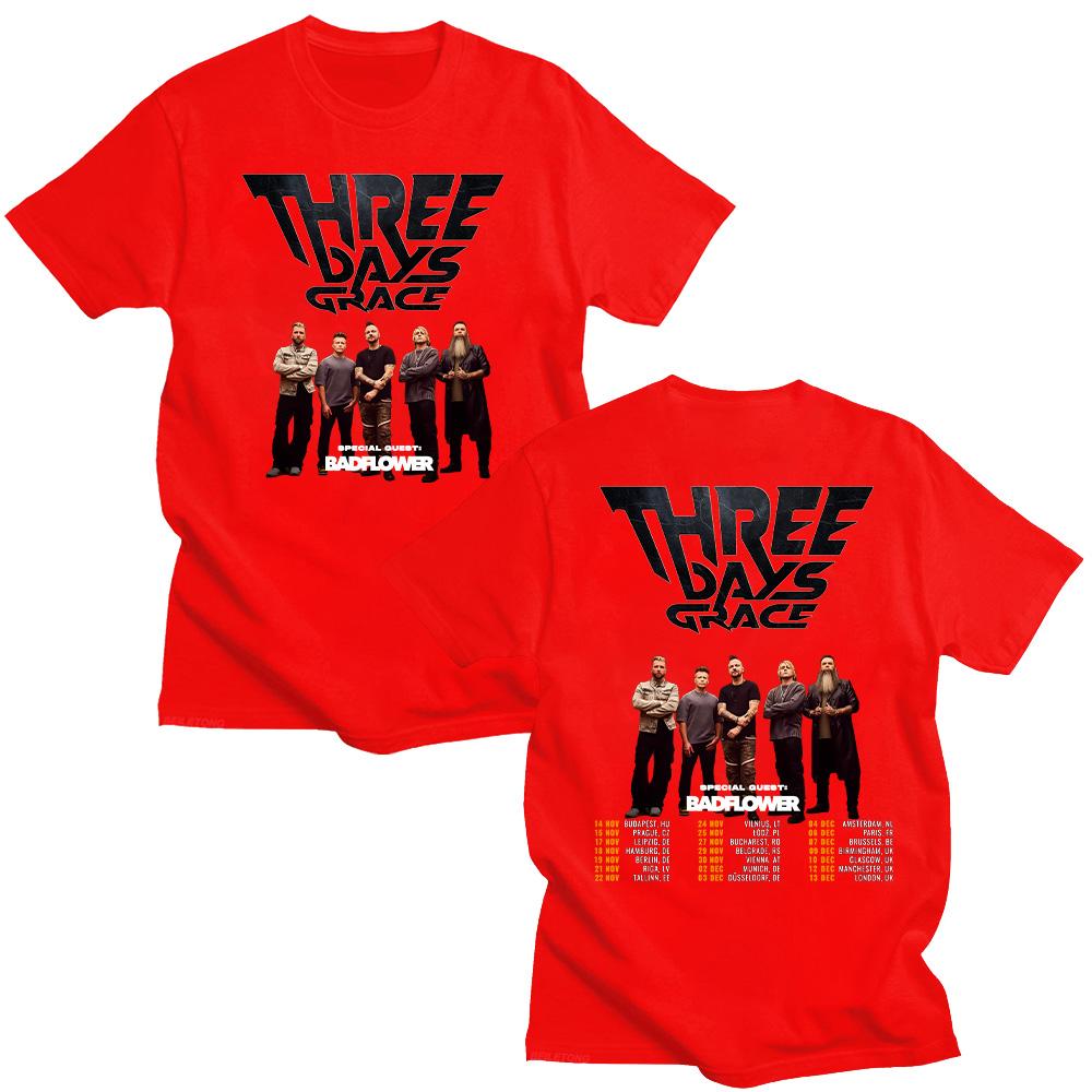 Футболки с туром Three Days Grace 2025 Подарок Three Days Grace для фанатов Унисекс Хлопковая футболка Летняя Женская Мужская Одежда Уличная одежда S