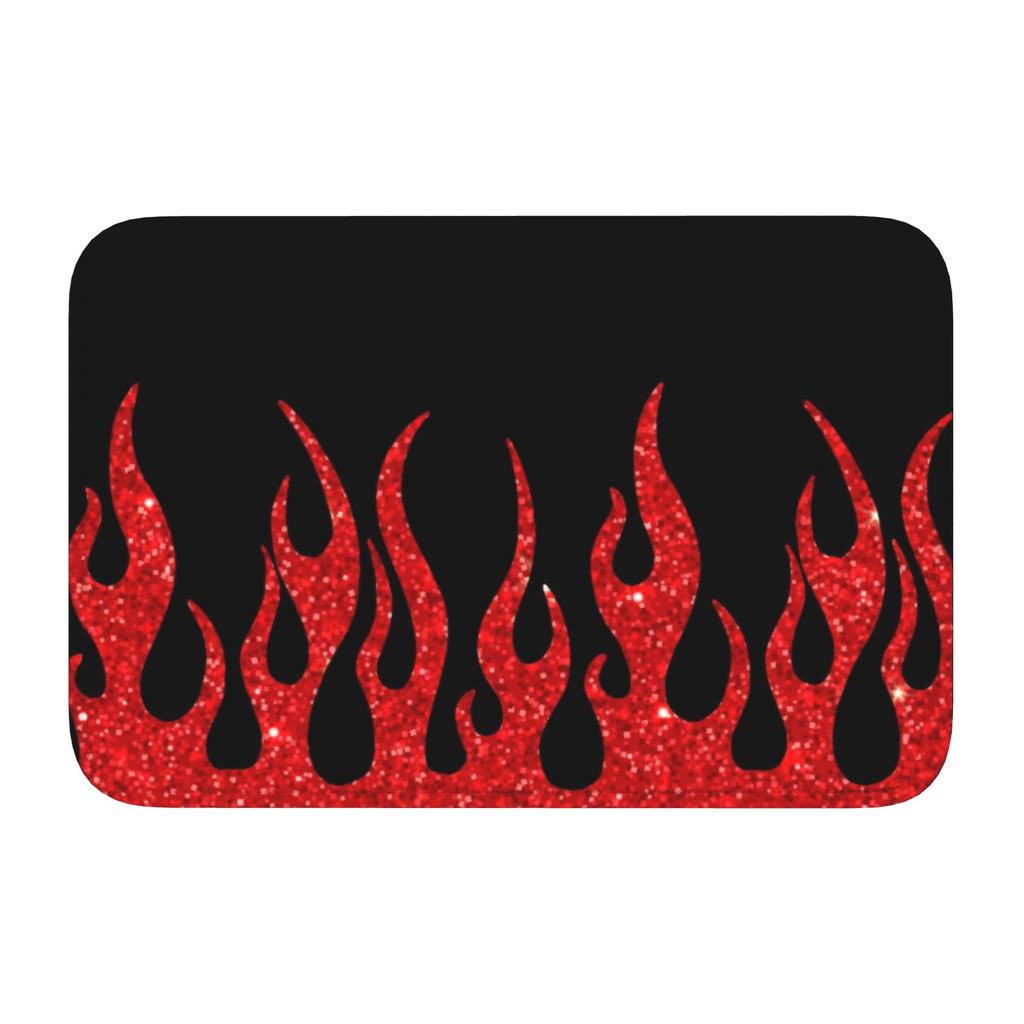 Custom Big Fire Orange Flames Doormat Anti-Slip Entrance Kitchen Bathroom Floor Door Mat Vintage Burning Flame Garden Carpet Rug