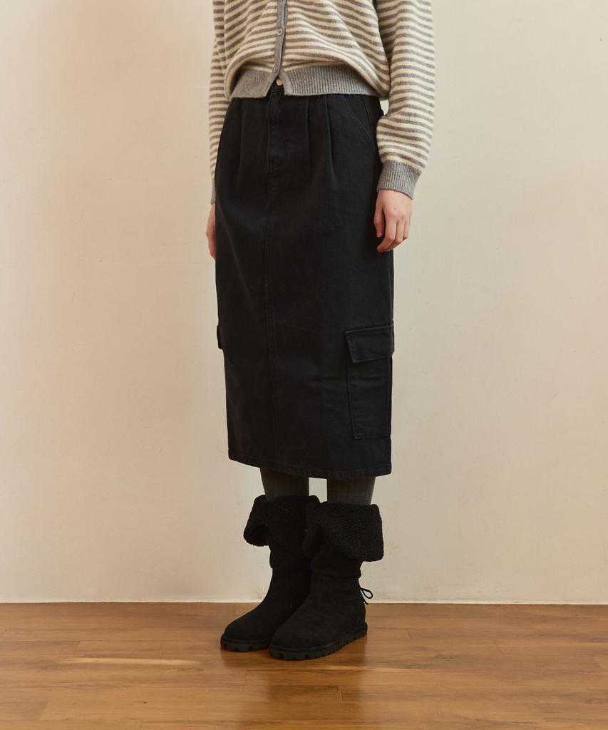 Adowl Lata Cargo Pocket H Line Skirt - Navy