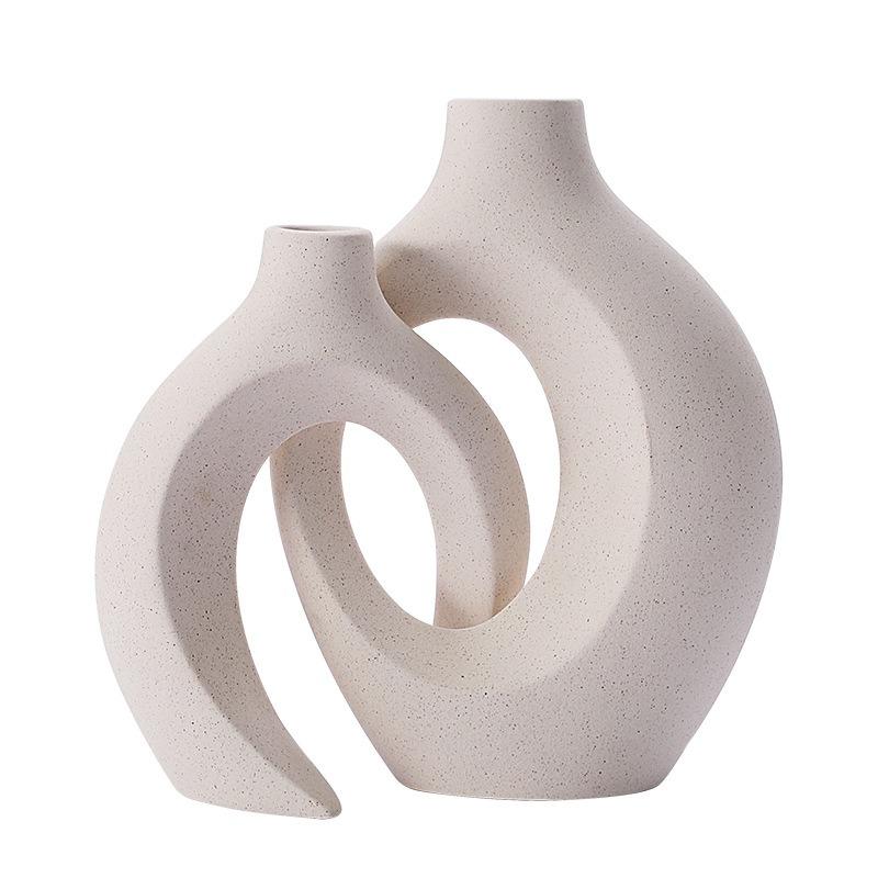 Nordic Ceramic White Vase Ins Style Creative Flowerpot Flower Arrangement Simple High Sense Wholesale European Entry Lux