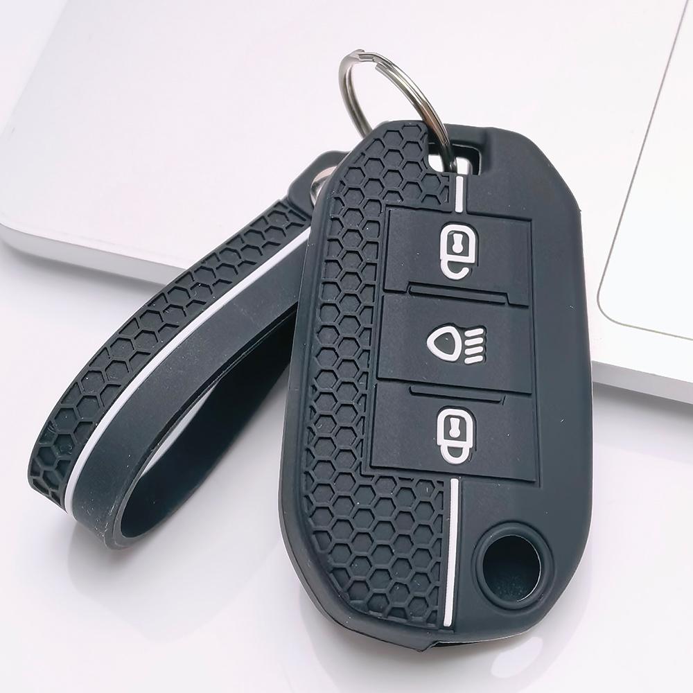 Nyckelfodral för Peugeot 3008 5008 208 301 308 C1 C2 C3 med Nyckelring Repskyddad Yta Stötsäker Konstruktion Mjukt Grepp