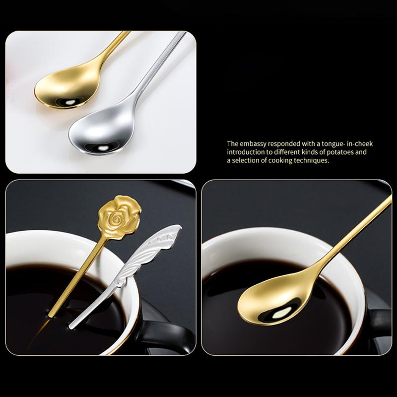 Coffee Tea Stirring Spoon Stainless Steel Dessert Spoon, Gold (BPA Free, No FDA)