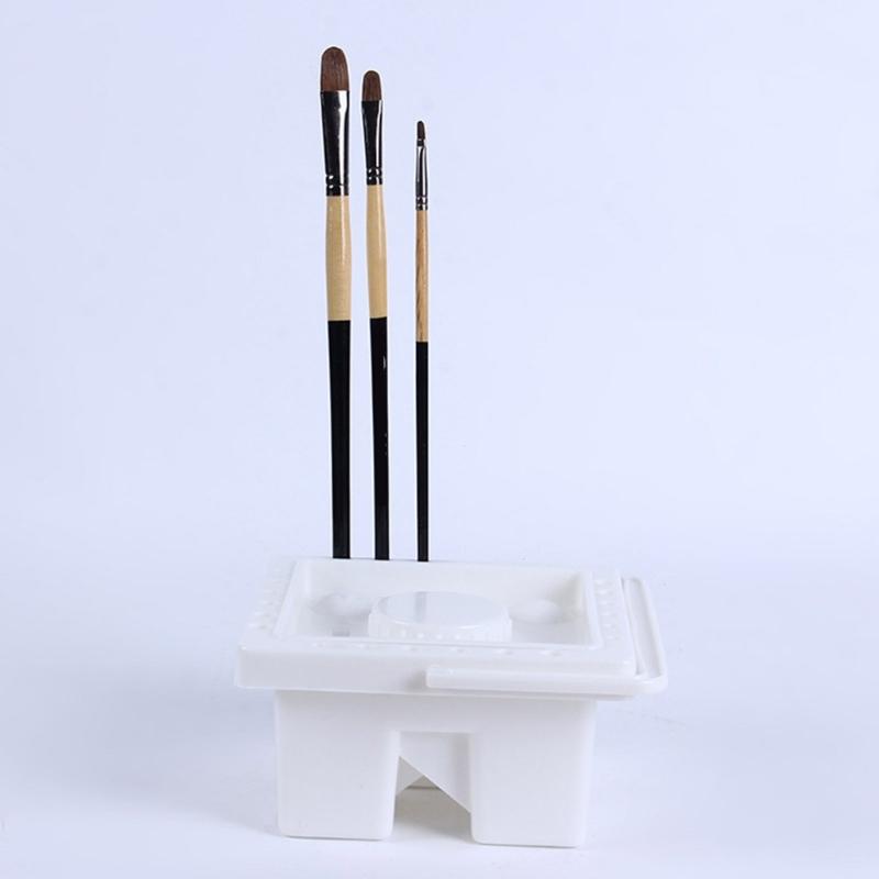 Combined Paintbrush Care Unit Solvent Resistant Design With Lid And Carrying Handle 6.5x6.5x3.5 Storage System