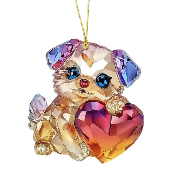 

День святого Валентина Мультяшный животный орнамент Милый кот собака кролик держащий сердце брелок Акриловый аксессуар для зеркала заднего вида автомобиля 2