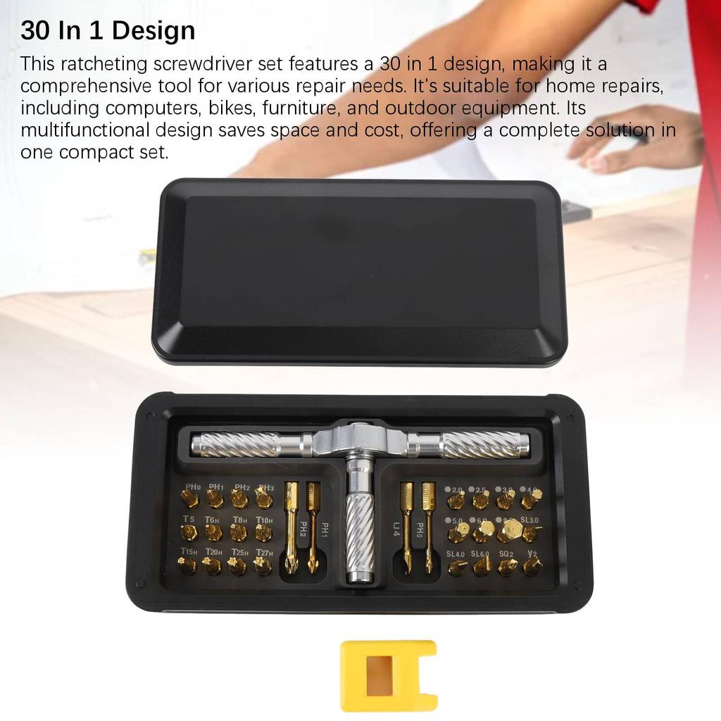 Ratchet Screwdriver Set Labor Saving 30 in 1 Design Multifunctional Ergonomic Ratcheting Screwdriver Multi Bit Set