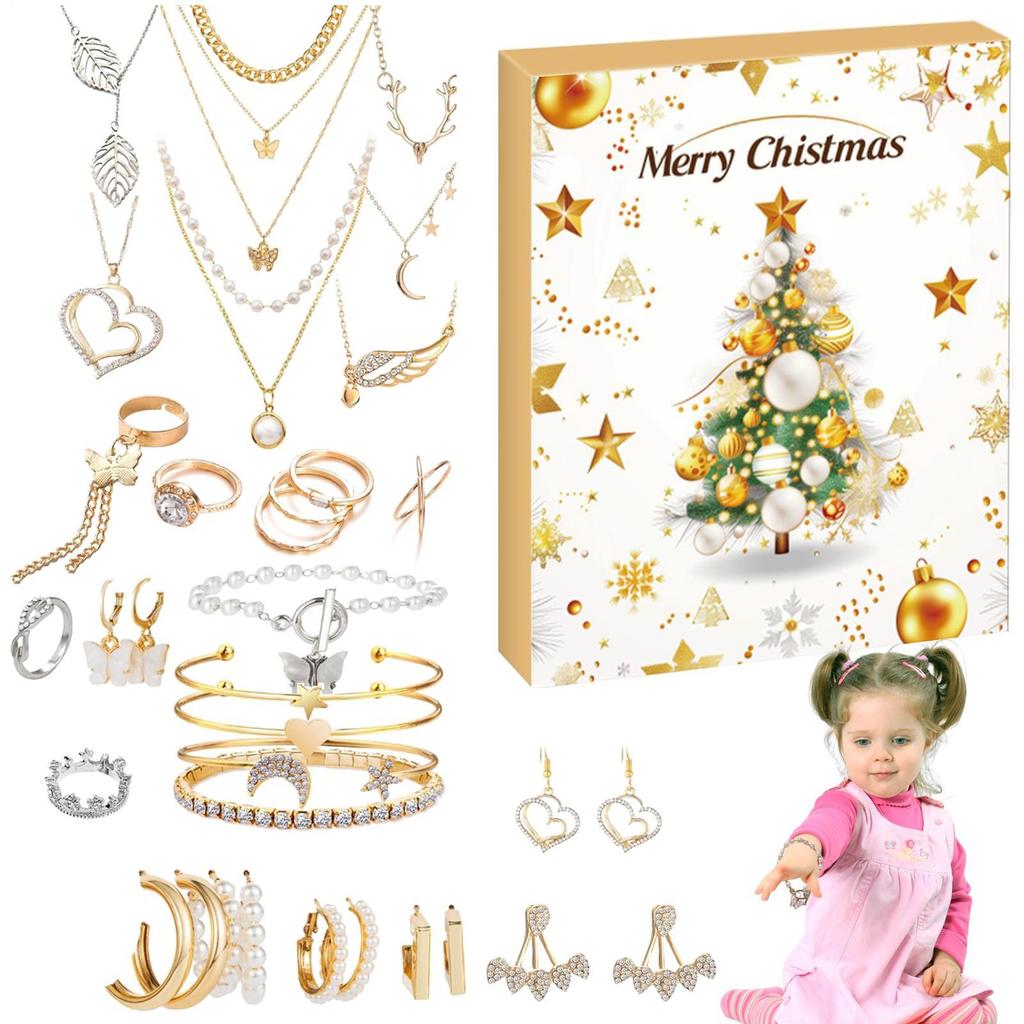 Christmas Jewelry Advent Calendar 24-Day Christmas Advent Necklace Gift Box Earrings Surprise Gift Box Set For Adult Women