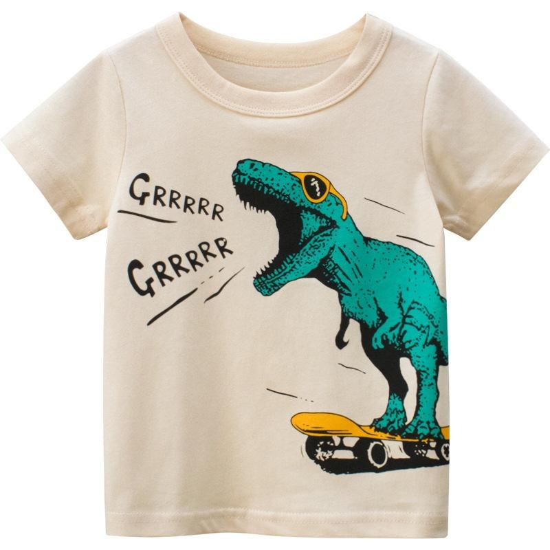 Boys Summer Short Sleeve T Shirt with Dinosaur Print for Toddlers and Kids
