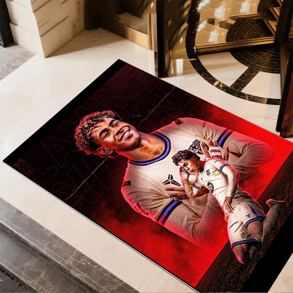 Lamine Yamal's Dynamic Soccer Celebration Area Rug Suitable for Kitchen Hallway Decorate room Dining Room Anti-slip Rug Anime Office Decor