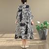 DIMANAF New 2026 Women Plus Size Spring Summer Beach Long Dress Lady Loose Oversize Maxi Floral Print Cotton Vintage Black