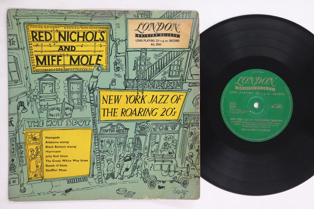 10inch Record RED NICHOLS, MIFF MOLE - New York Jazz Of The Roaring 20's AL3541 LONDON 1955 UK Jazz Used