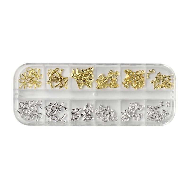 

12 Slot Metal Bows Butterfly Shaped Nail Decoration for Comfortable Long Wear in Various Nail Art Styles 1