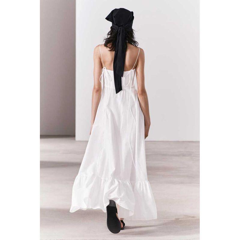 Za2024 Spring-Summer New Type Women's Clothing Sexy Suspenders Laminated Decoration Poplin Dress 2673072 250