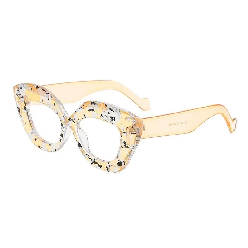 Men's and Women's New Anti-blue Light Cat-eye Reading Glasses Fashion Printing Frame High-definition Presbyopia Glasses +3.5+4.0