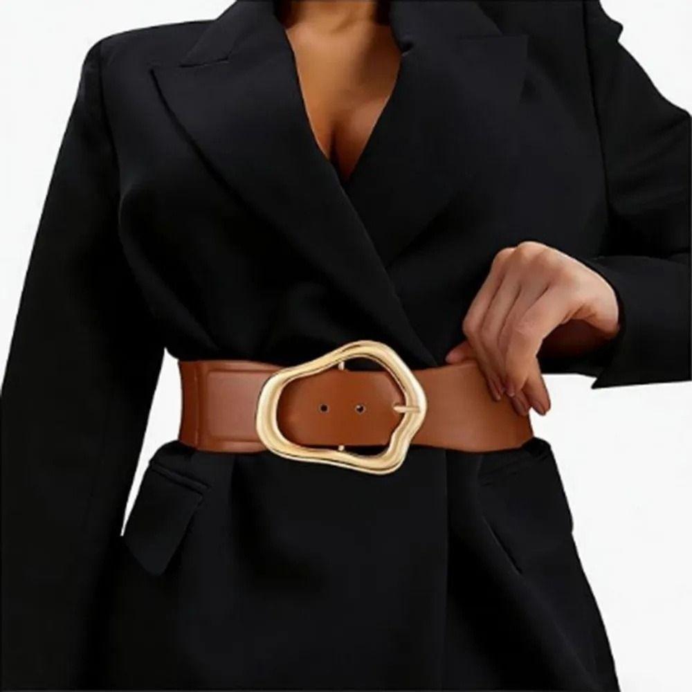 Elastic Women Waistband Belt Retro Leather Belt Fashion Pin Buckle Belt Waist Seal