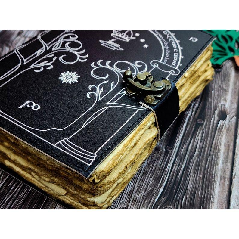 Leather Journal, Doors of Durin, Tolkien Lord of the Rings, Gift for him, gift for her, Book of shadows, fantasy journal, wedding guest book