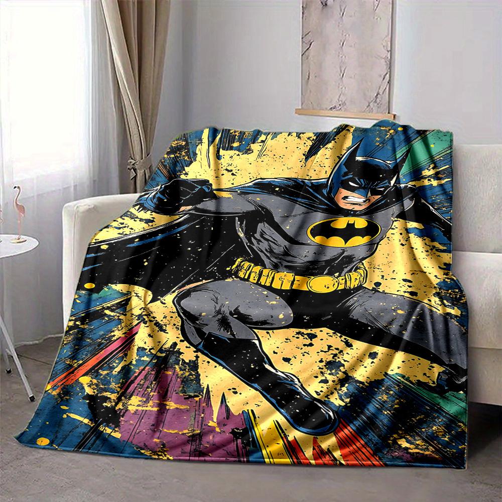 1pc Batman Hero Flannel Throw Blanket Lightweight Soft Warm All Season Blanket for Sofa, Bed, Travel, Camping L1024145