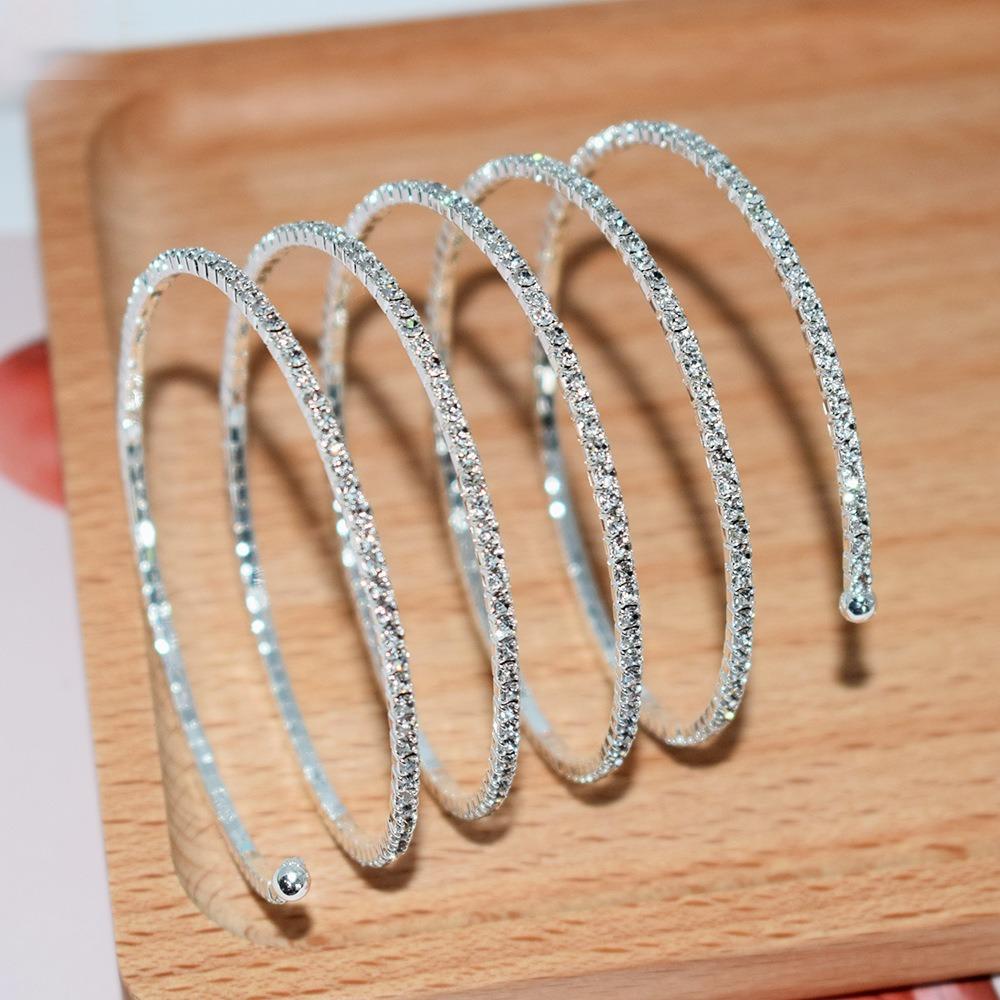 Arm Adornment Multilayer Arm Chain Rhinestone Spiral Bracelet Rave Coiled Snake Bracelets  Women