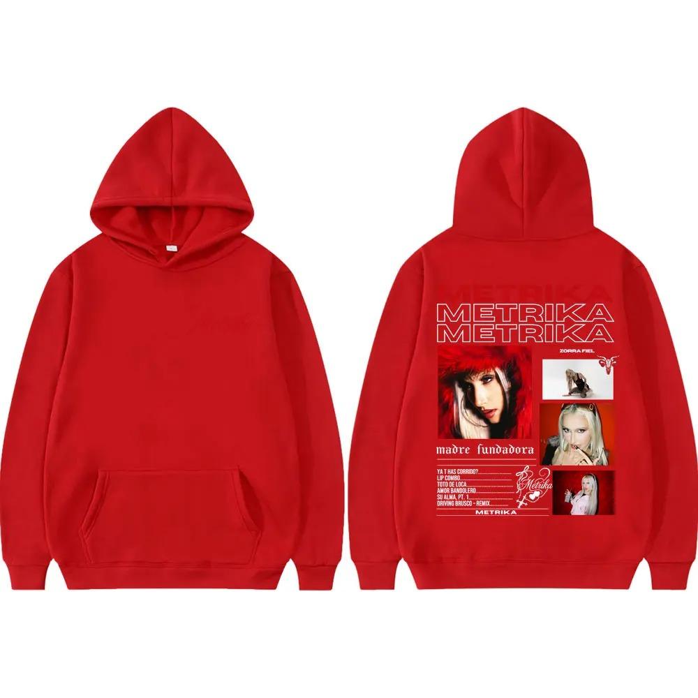 Rapper Metrika Graphic Print Hoodie Fashion Y2k Men's Women Hip-hop Retro Cotton Warm Sweatshirt Loose Oversized Coat