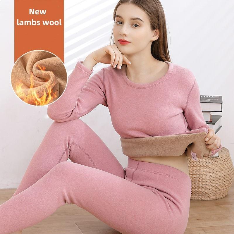 Buy Thermal Underwear For Women Winter Warm Thicken Lamb Fleece High Elastic Long Johns