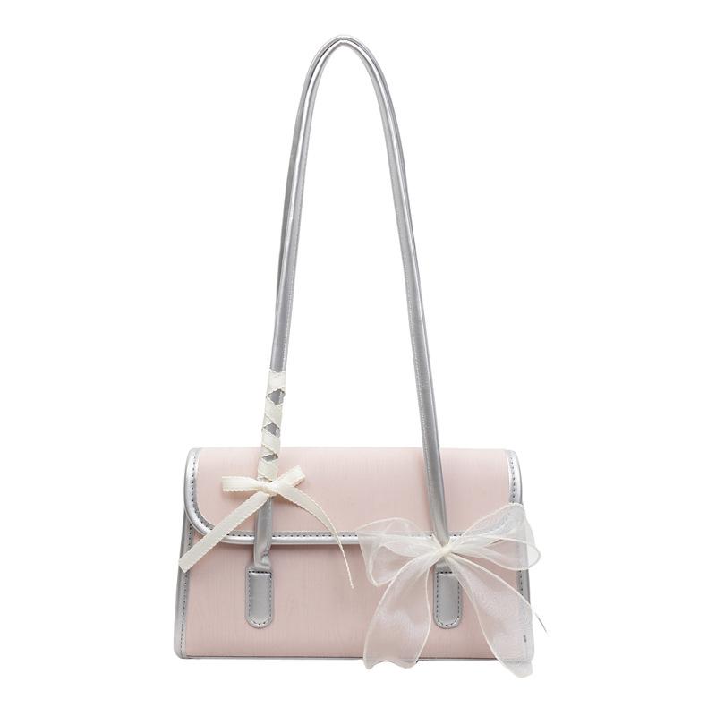 Fashion temperament underarm bag women's spring popular bow small square bag commuter shoulder handbag