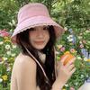 Ribbon Women Fisherman Hat Lace Up Summer Sun Hat Casual Lace Flower Bucket Hat  Ladies