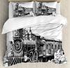 Set Copripiumino Treno Cartone Animato Treno Nero Set Biancheria da Letto Ragazzi Adolescenti Uomini Camera da Letto Singolo Doppio Copripiumino Decorazione Copripiumini