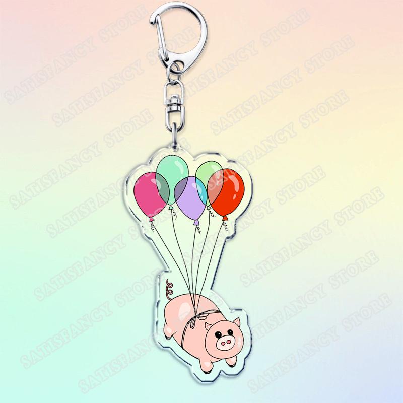 Cute Cartoon Flying Pigs with Balloons Keychain for Accessories Lovely Animals Keyring Jewelry Fans Friends Gifts