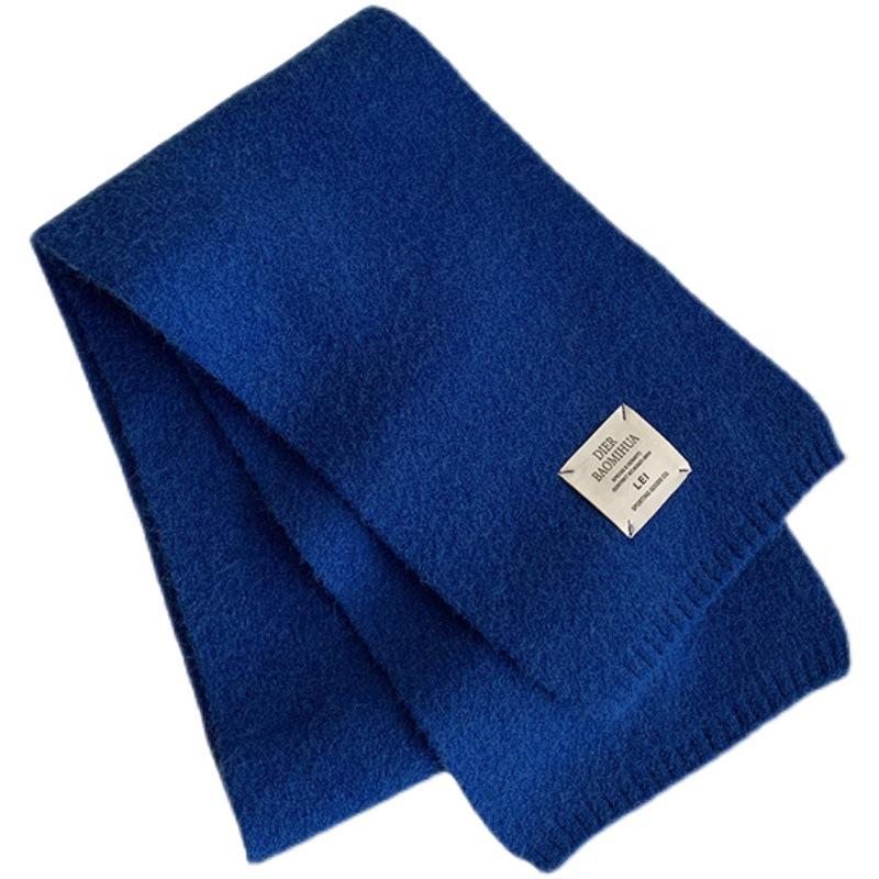 ins Korean solid color scarf women's winter wool student white scarf South Korea's new knitted label warm men